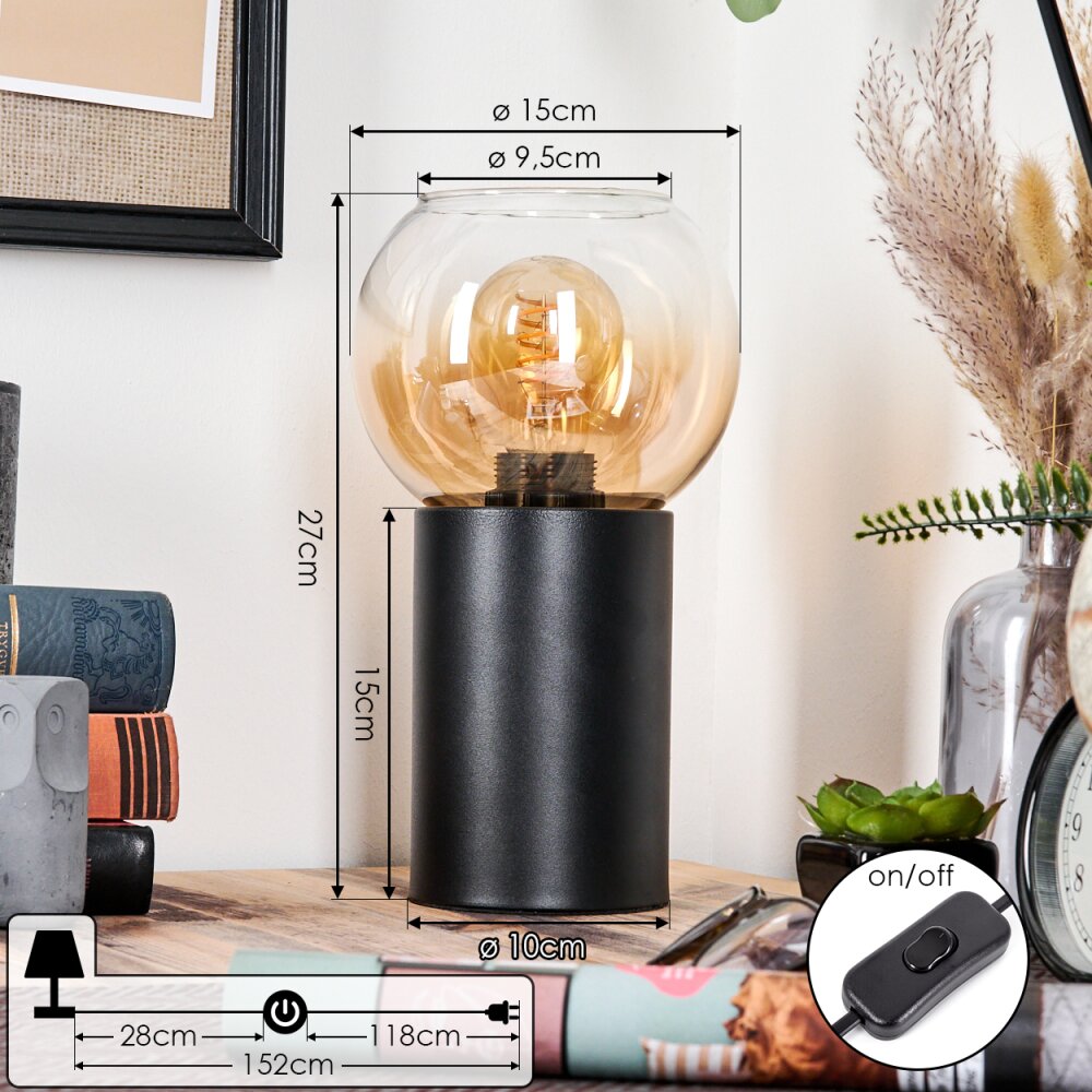 Koyoto globe light, desk lamp, table lamp Amber, clear, 1-light source