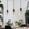 Hasvik hanging light, pendant light chrome, black, 3-light sources