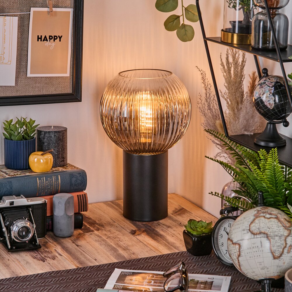 Koyoto globe light, desk lamp, table lamp clear, Smoke-coloured, 1-light source