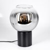 Koyoto globe light, desk lamp, table lamp chrome, clear, Smoke-coloured, 1-light source