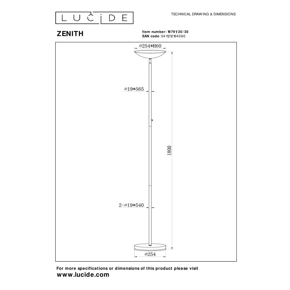 Lucide lights ZENITH floor lamp LED black, 1-light source