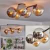 Gastor ceiling light, globe light Amber, chrome, Smoke-coloured, 5-light sources