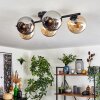 Gastor ceiling light, globe light Amber, chrome, Smoke-coloured, 5-light sources