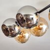 Gastor ceiling light, globe light Amber, chrome, Smoke-coloured, 5-light sources