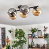 Gastor ceiling light, globe light Amber, Smoke-coloured, 5-light sources