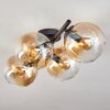 Gastor ceiling light, globe light Amber, clear, 4-light sources