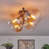 Gastor ceiling light, globe light Amber, clear, 4-light sources