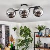 Gastor ceiling light, globe light chrome, Smoke-coloured, 4-light sources