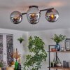 Gastor ceiling light, globe light chrome, Smoke-coloured, 4-light sources