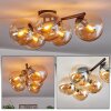 Gastor ceiling light, globe light Amber, 5-light sources