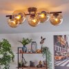 Gastor ceiling light, globe light Amber, 5-light sources