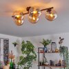 Gastor ceiling light, globe light Amber, 5-light sources