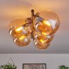 Gastor ceiling light, globe light Amber, 5-light sources