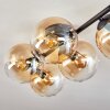 Gastor ceiling light, globe light Amber, clear, 5-light sources