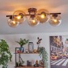 Gastor ceiling light, globe light Amber, clear, 5-light sources