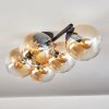 Gastor ceiling light, globe light Amber, clear, 5-light sources