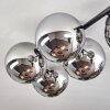 Gastor ceiling light, globe light chrome, Smoke-coloured, 5-light sources