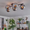 Gastor ceiling light, globe light chrome, Smoke-coloured, 5-light sources