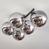 Gastor ceiling light, globe light chrome, Smoke-coloured, 5-light sources