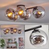 Gastor ceiling light, globe light chrome, clear, Smoke-coloured, 5-light sources