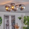 Gastor ceiling light, globe light chrome, clear, Smoke-coloured, 5-light sources