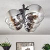 Gastor ceiling light, globe light chrome, clear, Smoke-coloured, 5-light sources