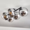 Gastor ceiling light, globe light chrome, clear, Smoke-coloured, 5-light sources