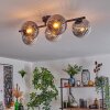 Gastor ceiling light, globe light clear, Smoke-coloured, 5-light sources