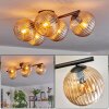 Gastor ceiling light, globe light Amber, 5-light sources