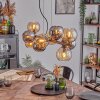 Gastor hanging light, globe light, pendant light Amber, chrome, Smoke-coloured, 10-light sources