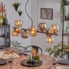 Gastor hanging light, globe light, pendant light Amber, chrome, Smoke-coloured, 10-light sources