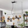 Gastor hanging light, globe light, pendant light Amber, chrome, Smoke-coloured, 10-light sources