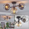 Koyoto ceiling light, globe light Amber, chrome, Smoke-coloured, 3-light sources