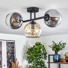 Koyoto ceiling light, globe light Amber, chrome, Smoke-coloured, 3-light sources