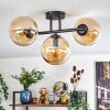 Gastor ceiling light, globe light Amber, 3-light sources