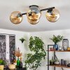 Koyoto ceiling light, globe light Amber, 4-light sources