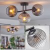 Koyoto ceiling light, globe light clear, Smoke-coloured, 3-light sources