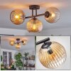 Koyoto ceiling light, globe light Amber, 3-light sources