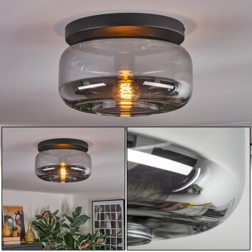 Boza ceiling light, globe light Smoke-coloured, 1-light source