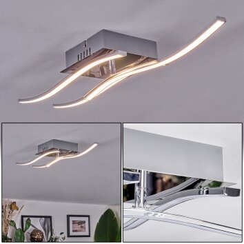 Biskopstorp ceiling light LED chrome, 3-light sources, Remote control