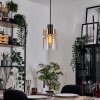 Hasvik hanging light, pendant light chrome, black, 1-light source