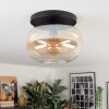 Apedo ceiling light, globe light Amber, clear, 1-light source