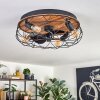 Tourais ceiling light, Ceiling fan light LED Wood like finish, black, 4-light sources, Remote control