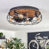 Tourais ceiling light, Ceiling fan light LED Wood like finish, black, 4-light sources, Remote control