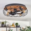 Tourais ceiling light, Ceiling fan light LED Wood like finish, black, 4-light sources, Remote control