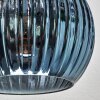 Koyoto ceiling light, globe light blue, green, coppery, 3-light sources