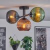 Koyoto ceiling light, globe light blue, green, coppery, 3-light sources