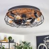 Tourais ceiling light, Ceiling fan light LED Wood like finish, black, 4-light sources, Remote control