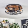 Tourais ceiling light, Ceiling fan light LED Wood like finish, black, 4-light sources, Remote control