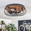 Tourais ceiling light, Ceiling fan light LED Wood like finish, black, 4-light sources, Remote control